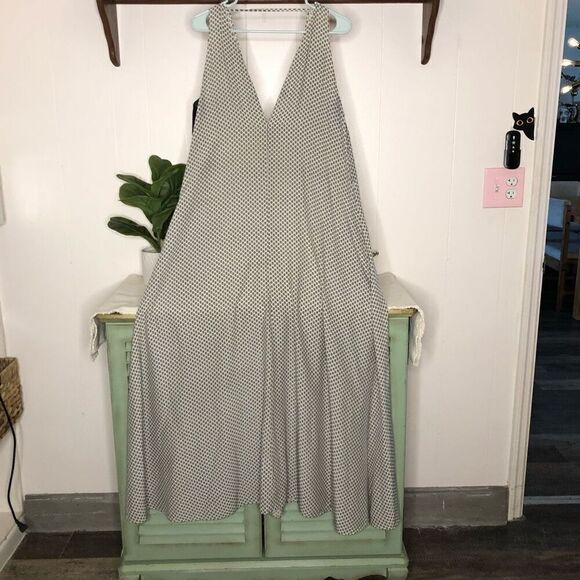 Scotch & Soda Womens Sleeveless V-Neck Shift Maxi Dress M-L Black & White - Picture 1 of 7